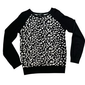 Forever 21 Black and White Animal Print Women's Sweater Baseball Style Sleeves